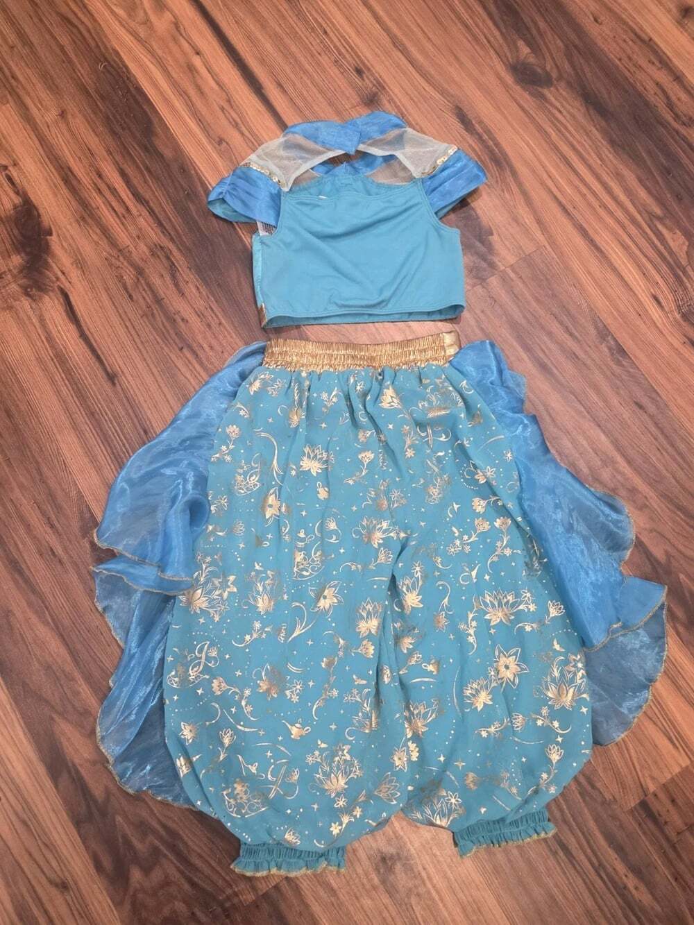 Disney Store Princess Jasmine Aladdin Costume Set Sz 3T Gold Foil Detail - Picture 3 of 13